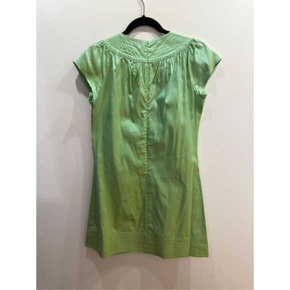 Calypso Christiane Celle 100% Silk Cap Sleeve Pintuck Dress – Green, Size M, vin - Picture 3 of 6